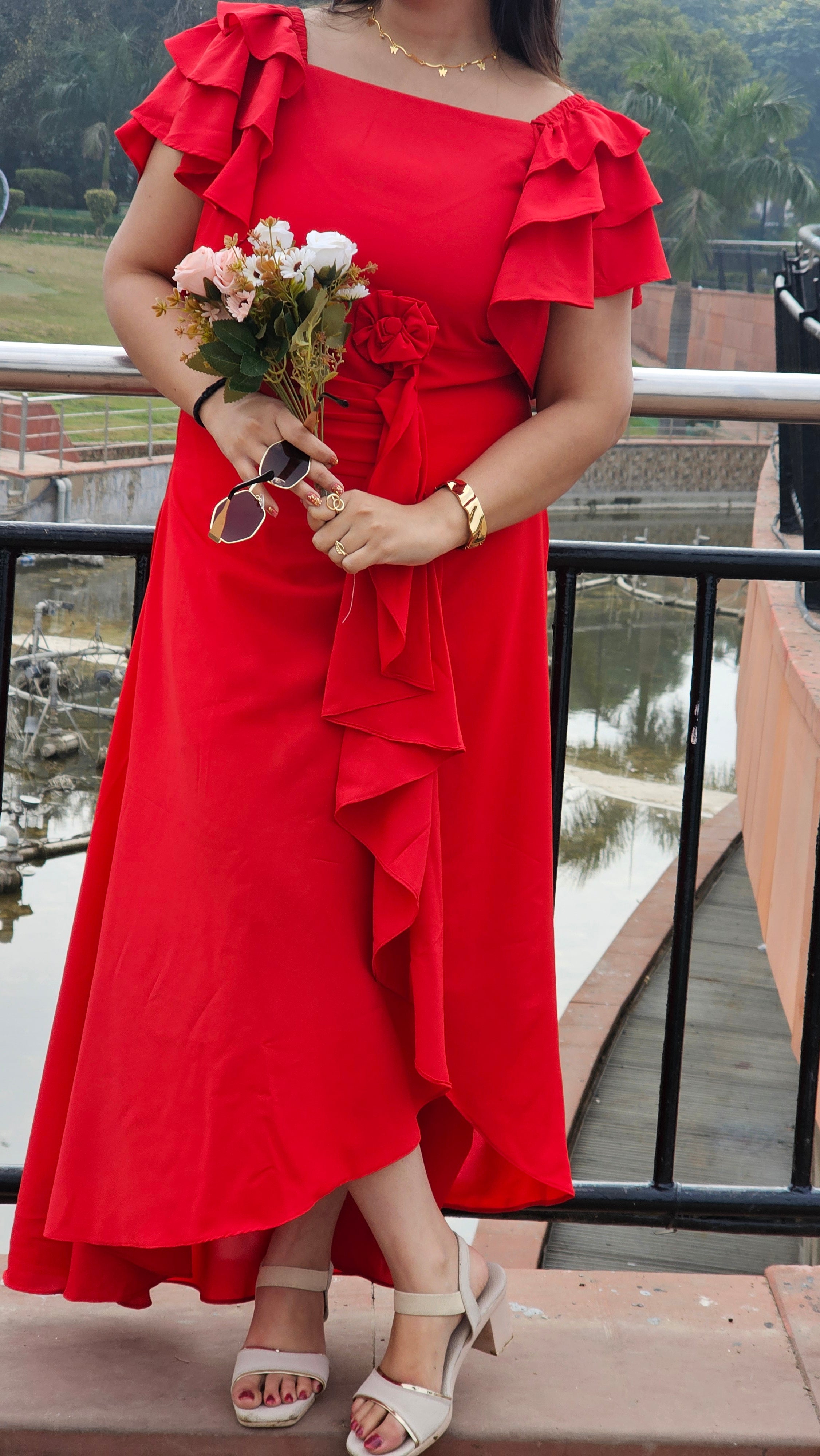 Rosette Ruffle Dress