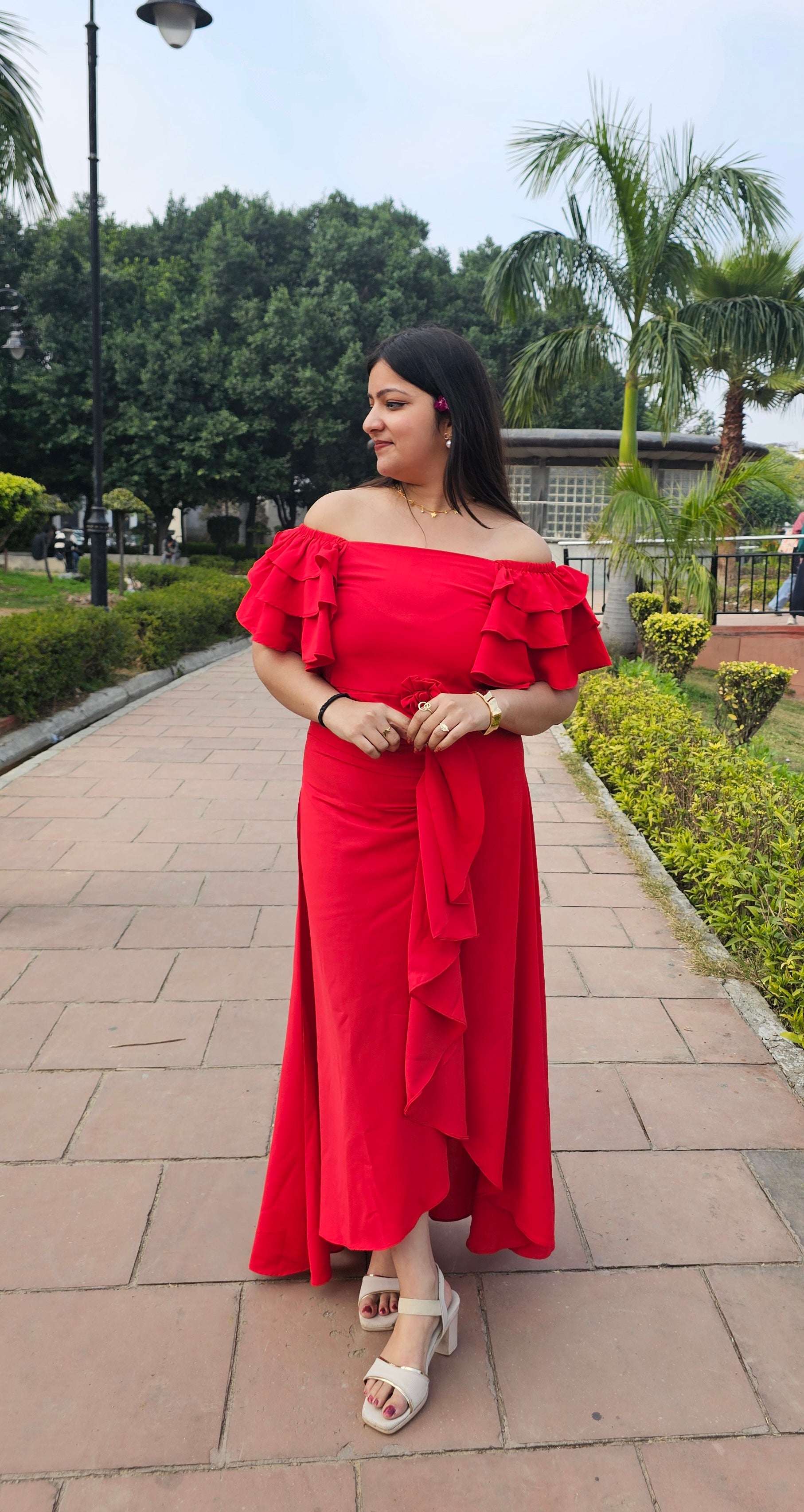 Rosette Ruffle Dress